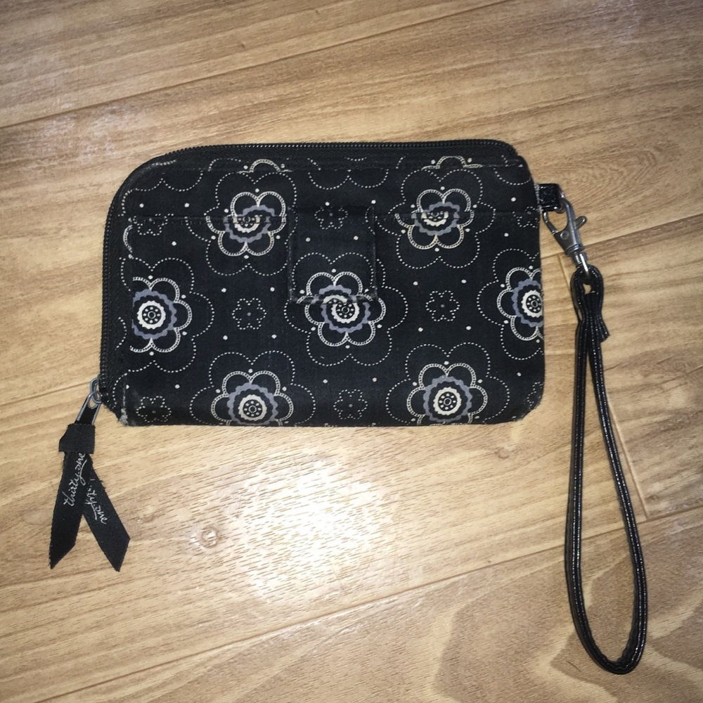 Thirty One Black Flower Patterned Wallet/Wristlet